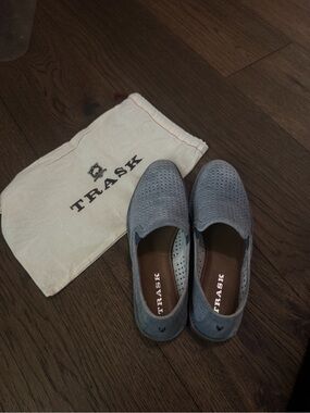 TRASK Light Blue Perforated Slip-On Shoes